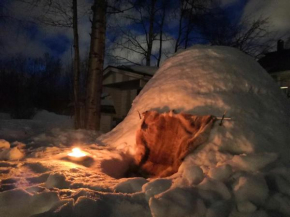 Authentic Wooden House by the River with an Igloo